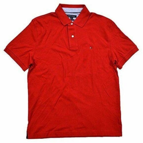 Tommy Hilfiger Mens Custom Fit Interlock True Red Polo Shirt Size Medium - Picture 1 of 2